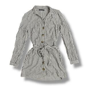 Abercrombie & Fitch Striped Shirt Dress XS Button Front Tie Waist Long Sleeve